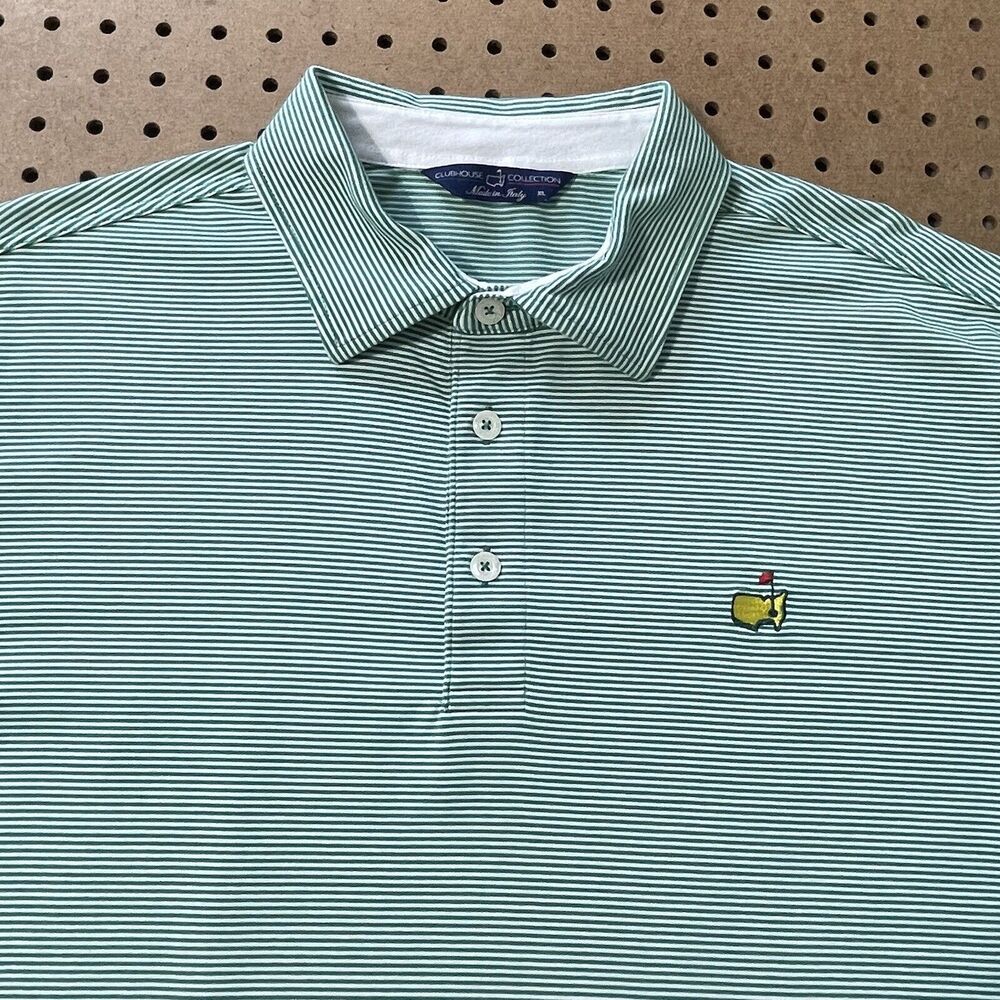 Clubhouse Collection Augusta National Polo Shirt Italy Made Striped Green XL Men - Picture 3 of 9